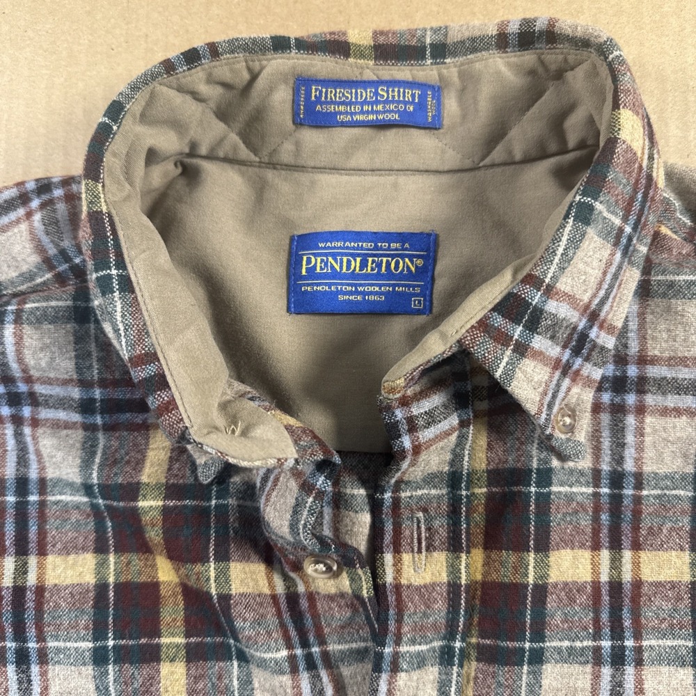 Pendleton Fireside Shirt Mens Large, Plaid Virgin Wool